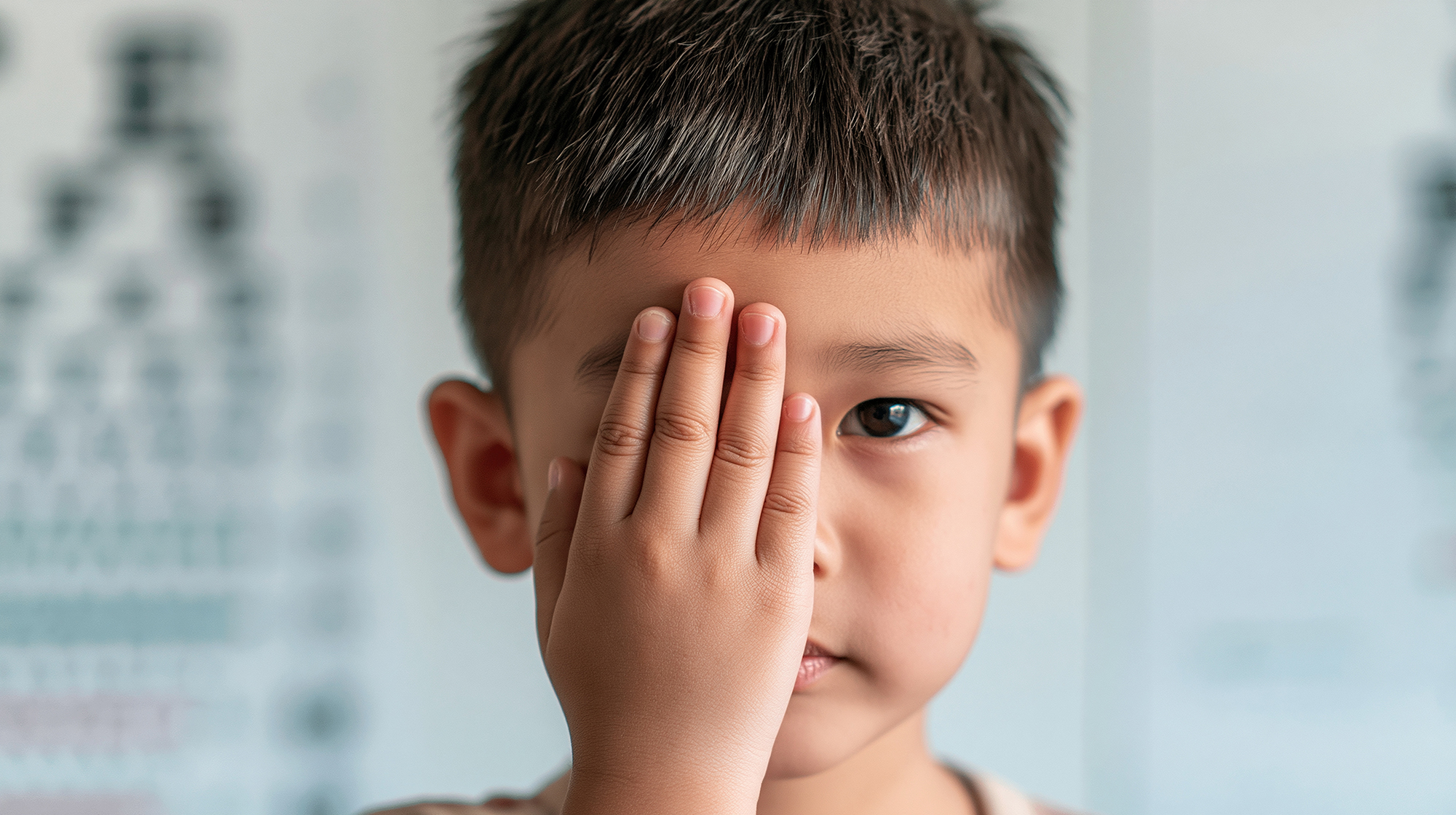 Little boy eye exam