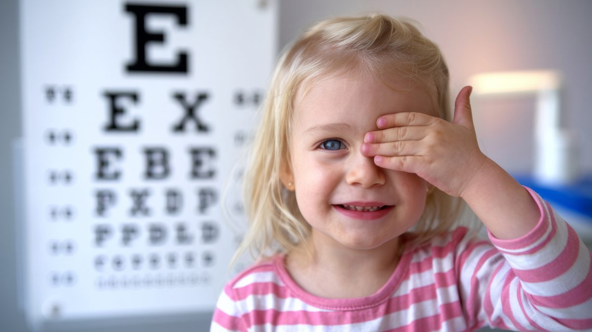young girl getting eye exam
